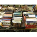 Three trays of hardback books on various subjects to include nature, gardening,