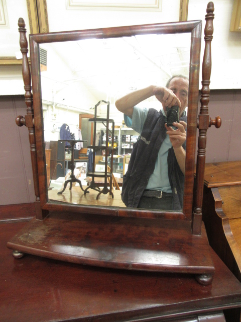 A Victorian mahogany swing toilet mirror