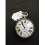 An early 20th century nickel plated open face goliath pocket watch,