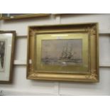 A gilt framed and glazed print of sailing ships