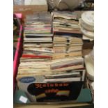 A tray containing a selection of 45 rpm singles to include Rainbow,