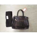 A black Osprey ladies crocodile effect handbag with dust bag