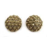 A pair of 9ct yellow gold openwork and ball design clip on earrings. Approx weight 5.