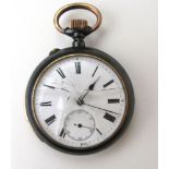 A late 19th century gun metal cased, top winding quarter repeater pocket watch,