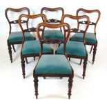 A set of six 19th century rosewood dining chairs,