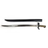 A French model 1842 sword bayonet, the yataghan blade dated 1861 to spine. Blade length 57.