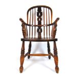 A 19th century elm, ash and beech Windsor chair, h. 103 cm, w. 51 cm, d.