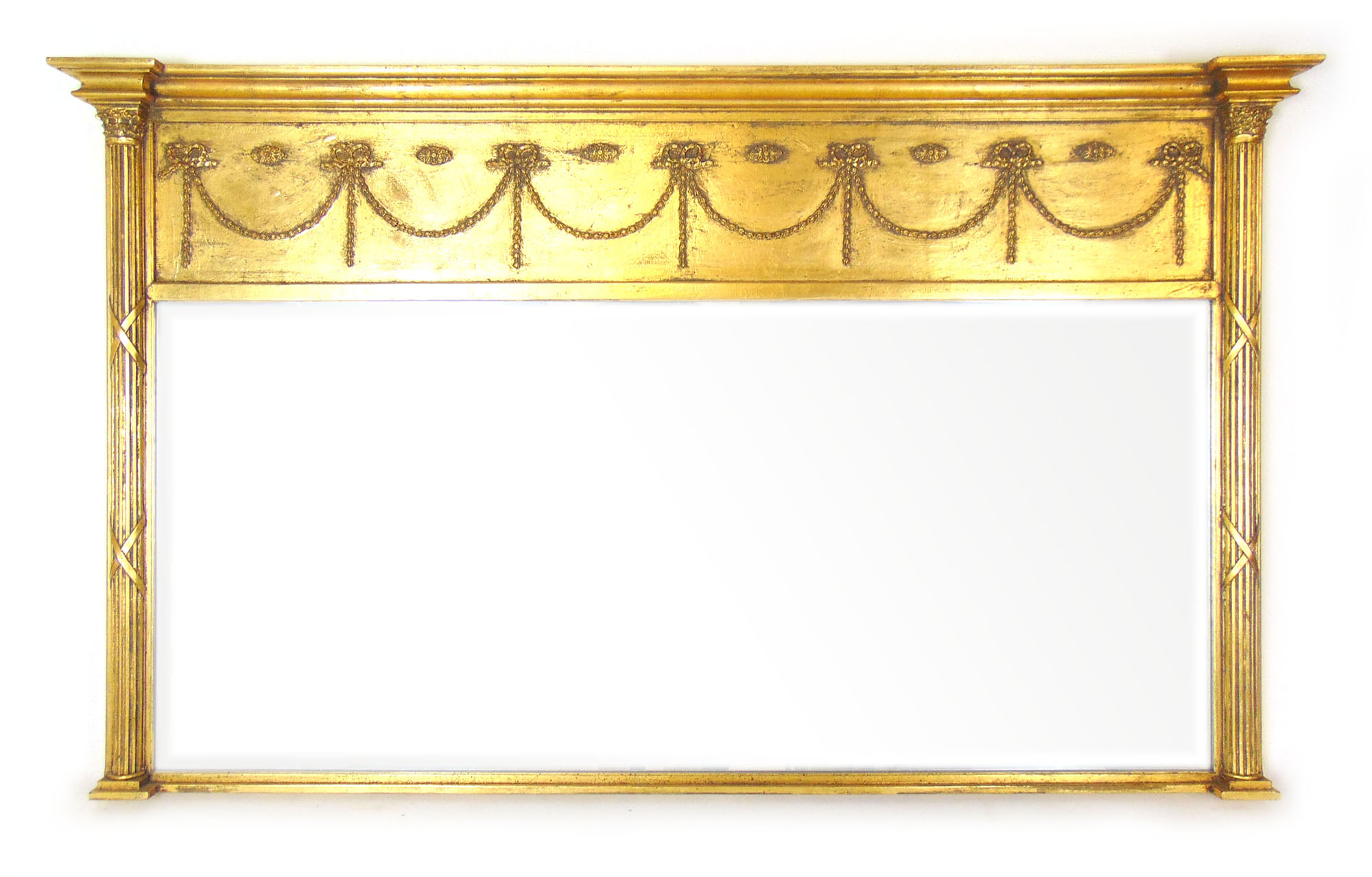 A reproduction neoclassical style giltwood over mantle mirror, - Image 2 of 2