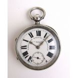 A Victorian silver cased Warranted Railway Timekeeper pocket watch, the dial signed C.
