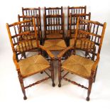 A set of eight (6+2) beech reproduction 18th century style dining chairs,