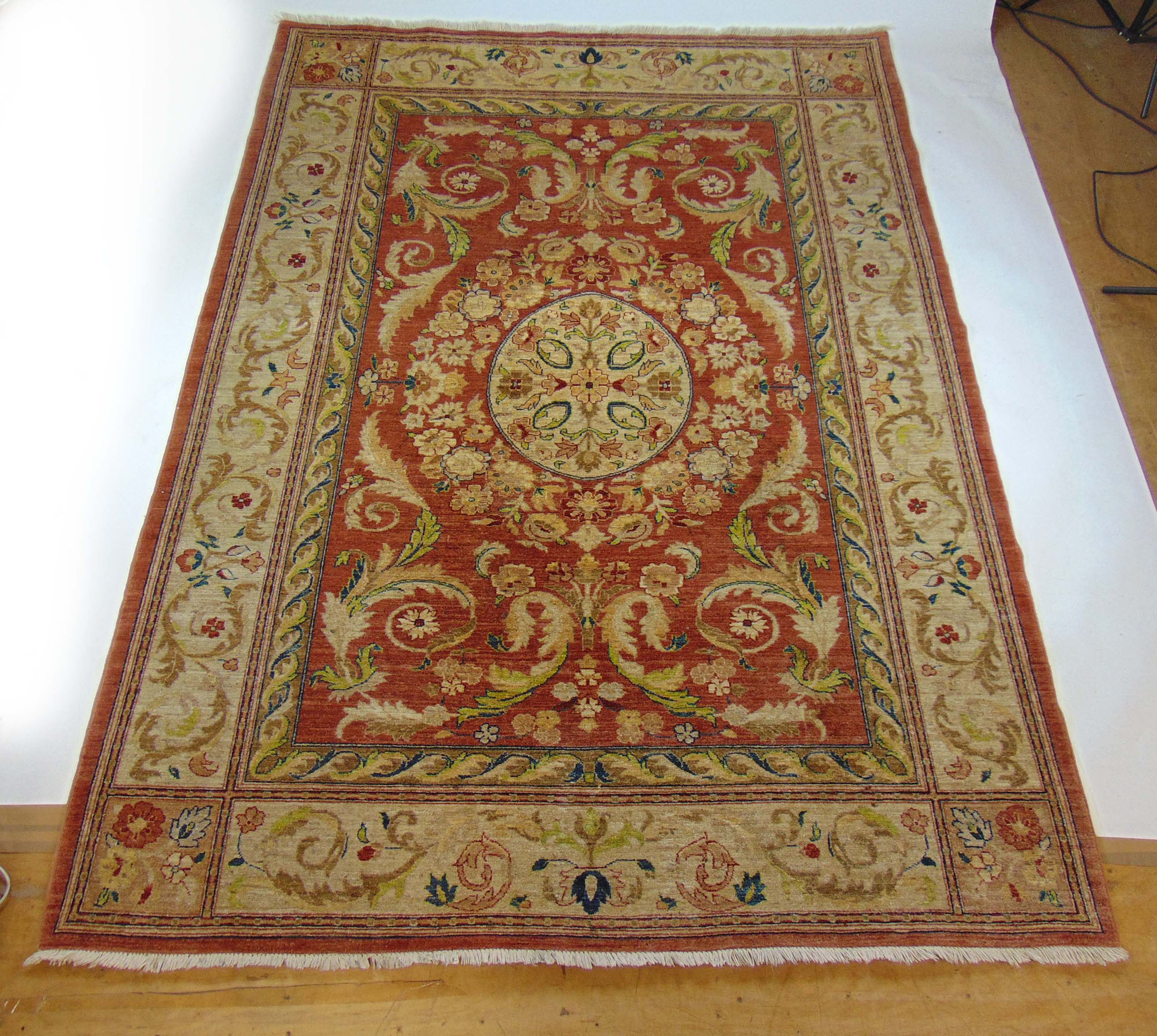 A modern hand knotted rug in the Persian style,