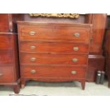 A late 18th century mahogany and ebony strung secretaire chest of drawers,