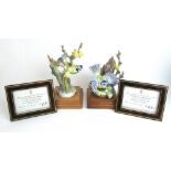 A pair of limited edition Royal Worcester models of Blue Tits and Pussy Willow,
