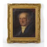 Late 18th/early 19th century, A head and shoulders portrait of a gentleman in a black frock coat,