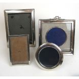 An assortment of four silver photo frames. Various hallmarks, h.