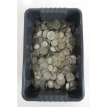 A large quantity of British pre-decimal 0.500 silver coinage.