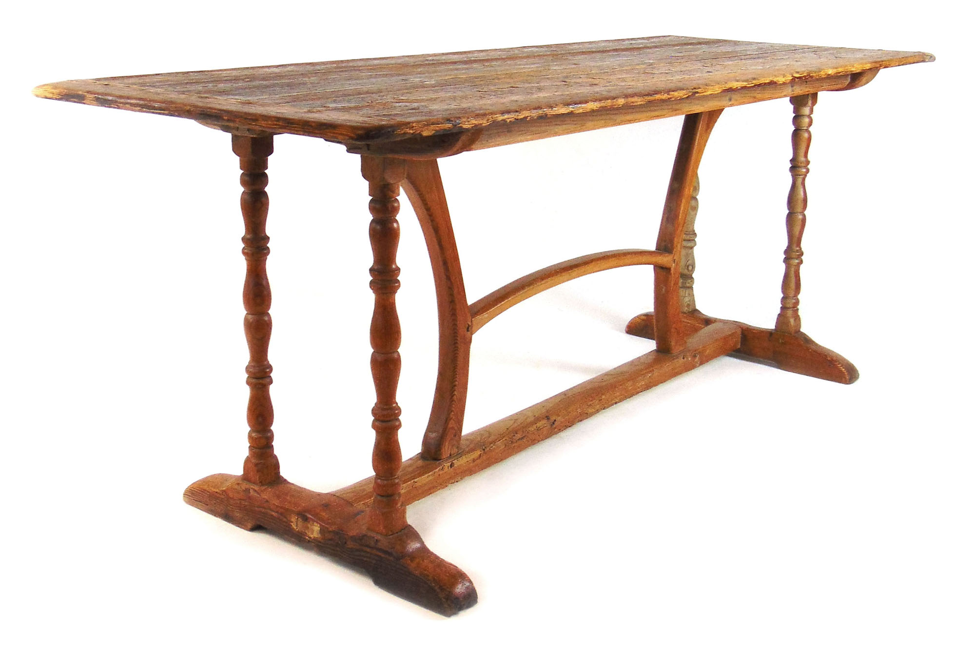 A 19th century and later pine kitchen table, - Image 2 of 2