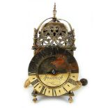 A 19th century brass lantern clock in the 17th century style,