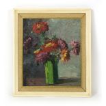 Owen Bowen (Staithes Group 1873-1967), A still life study of dahlias, signed, oil on board,