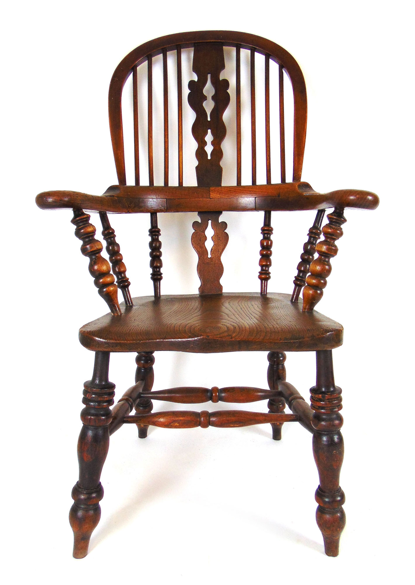 A 19th century elm Windsor chair,