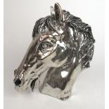 A large silver plated model of a horses head after Ricardo Del Rio signed and numbered to neck