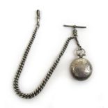 An Edwardian silver sovereign holder together with a silver Albert chain.