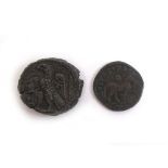 Two Roman coins, max dia. 2.