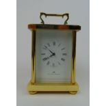 A 20th century Matthew Norman brass case five beveled glass carriage clock, stricking on a gong, h.