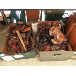 Two trays of hand tools, electrical items etc.
