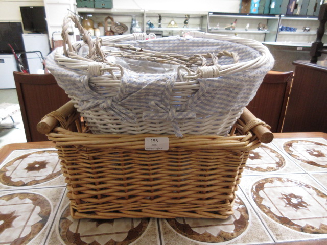 A selection of five wicker baskets