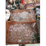 Two trays of assorted glassware