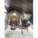 Two early 20th century wrought metal lights