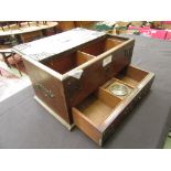 A late Victorian oak and brass mounted smoker's box