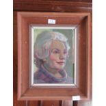 A framed oil on board of elderly lady signed Brian Ward '83