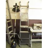 An extending ladder together with a set of aluminium step ladders and a small set of two step