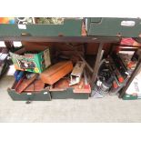 Two trays of hand tools, greenhouse heater, Trill stand and Black & Decker Workmate etc.