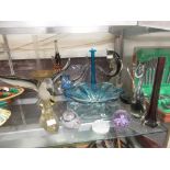 A quantity of glass animals, bowls, paperweights etc.