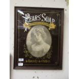 A framed Pear's Soap advertising mirror