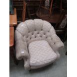 A Victorian button back tub chair