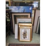 A quantity of framed and glazed prints,