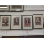 A set of four framed and glazed prints of judges drawn by Sallon