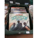 A tray containing vinyl LPs by various artists to include Lionel Richie, Rod Stewart,