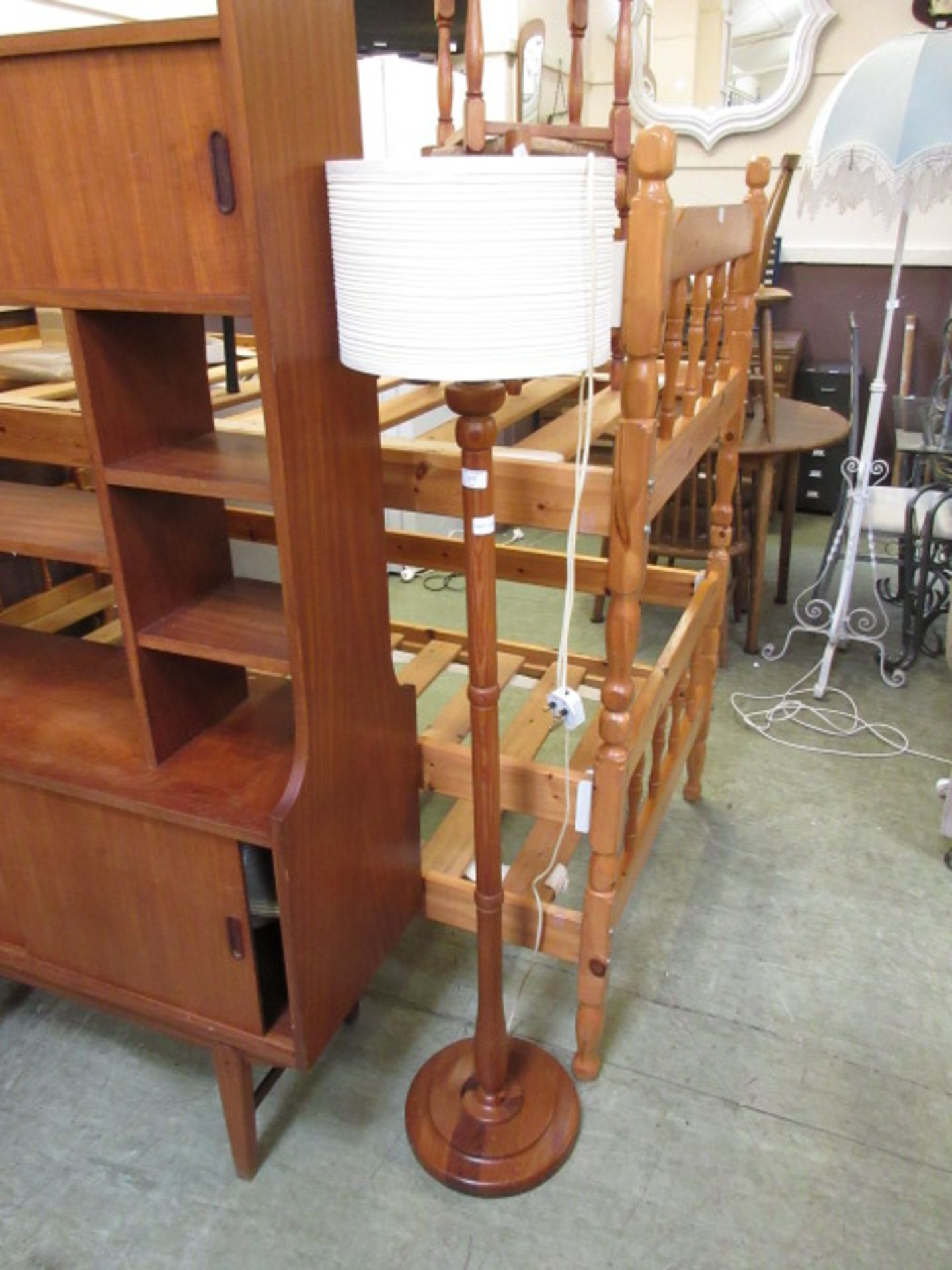 A modern pine standard lamp