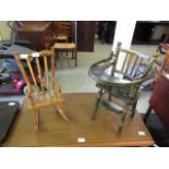 Two hand crafted child's doll chairs