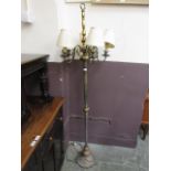 A brass five branch standard lamp