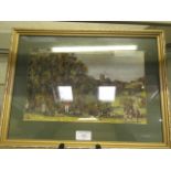 A painting of a hunting scene signed bottom left 'Cubbing Near Preston' Eric Fleming