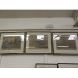 A set of three framed and glazed hunting prints