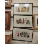 A set of three framed and glazed oriental watercolours