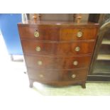 A 19th century mahogany bow front chest of two short over three long drawers