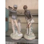 Two Lladro golfers,